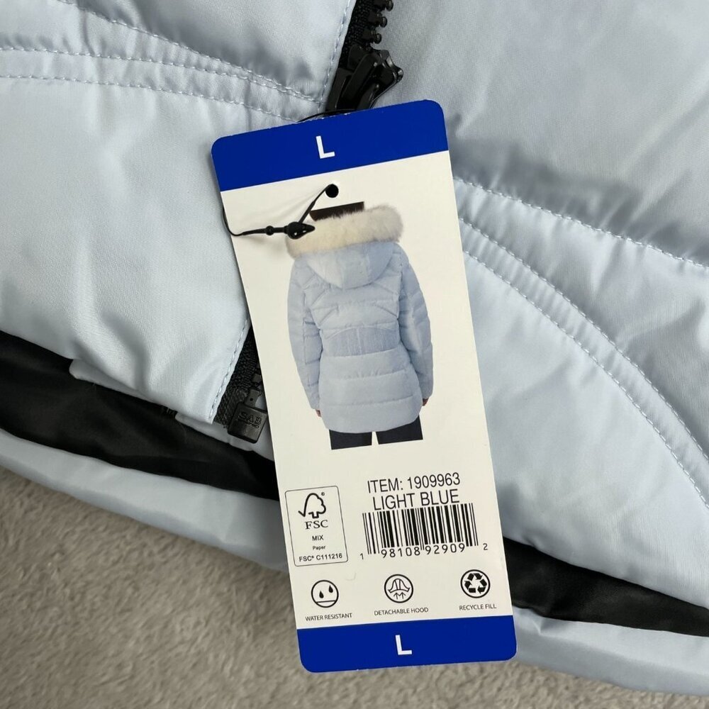Nautica Women's L Light Blue Puffer Jacket Hooded Full Zip JCK135 - Picture 13 of 16